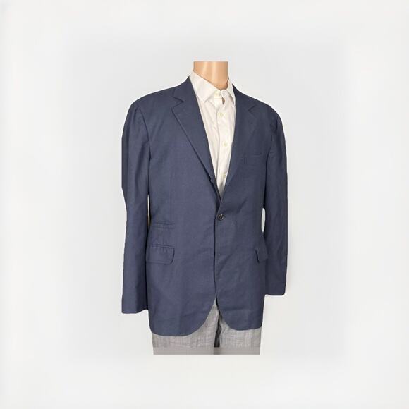 Brunello Cucinelli Navy MicroHoundstooth SportCoat Jacket IT 56/46 US Wool Silk
